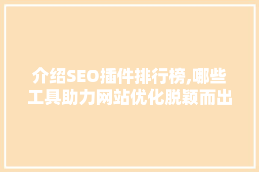 介绍SEO插件排行榜,哪些工具助力网站优化脱颖而出