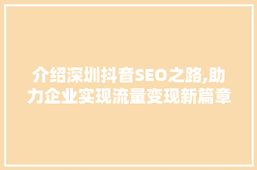 介绍深圳抖音SEO之路,助力企业实现流量变现新篇章
