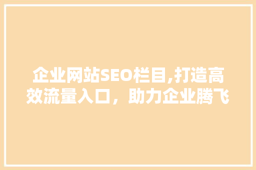 企业网站SEO栏目,打造高效流量入口，助力企业腾飞