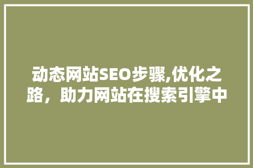 动态网站SEO步骤,优化之路，助力网站在搜索引擎中脱颖而出