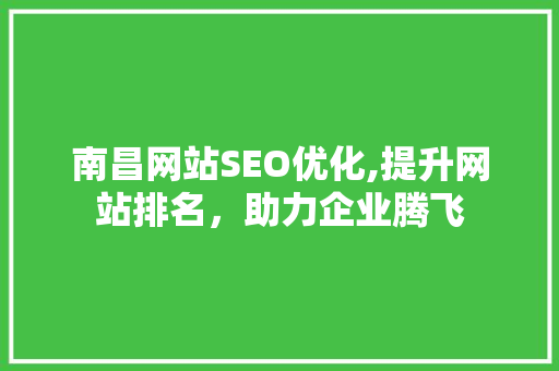 南昌网站SEO优化,提升网站排名，助力企业腾飞