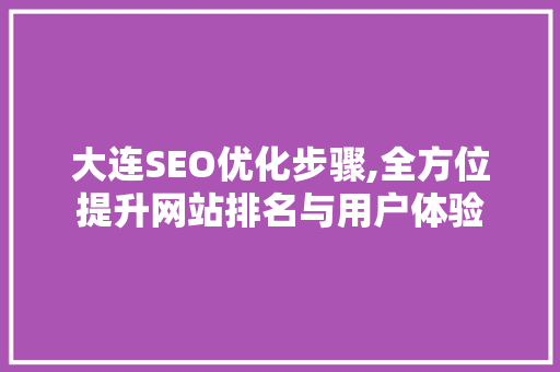 大连SEO优化步骤,全方位提升网站排名与用户体验