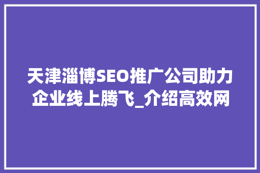 天津淄博SEO推广公司助力企业线上腾飞_介绍高效网络营销之路