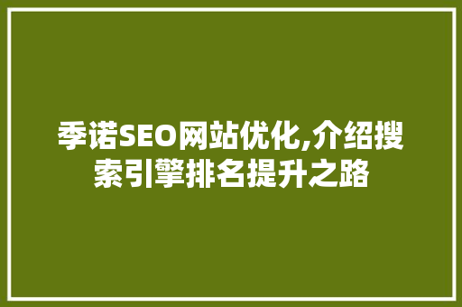 季诺SEO网站优化,介绍搜索引擎排名提升之路