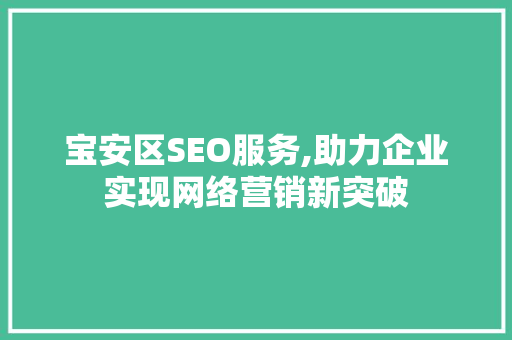 宝安区SEO服务,助力企业实现网络营销新突破
