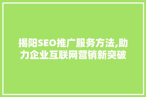 揭阳SEO推广服务方法,助力企业互联网营销新突破
