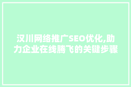 汉川网络推广SEO优化,助力企业在线腾飞的关键步骤