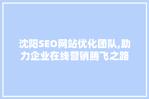 沈阳SEO网站优化团队,助力企业在线营销腾飞之路