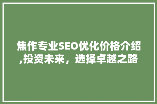 焦作专业SEO优化价格介绍,投资未来，选择卓越之路