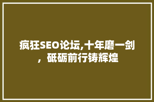 疯狂SEO论坛,十年磨一剑，砥砺前行铸辉煌