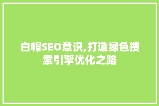 白帽SEO意识,打造绿色搜索引擎优化之路