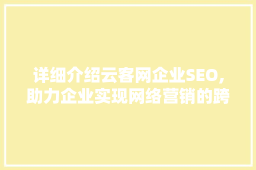 详细介绍云客网企业SEO,助力企业实现网络营销的跨越式发展