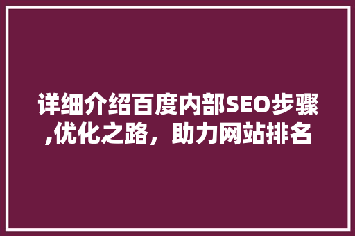 详细介绍百度内部SEO步骤,优化之路，助力网站排名提升