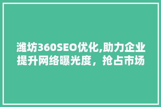 潍坊360SEO优化,助力企业提升网络曝光度，抢占市场先机