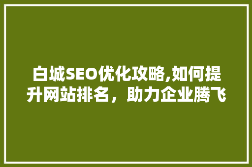白城SEO优化攻略,如何提升网站排名，助力企业腾飞