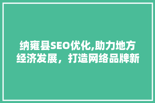 纳雍县SEO优化,助力地方经济发展，打造网络品牌新高度