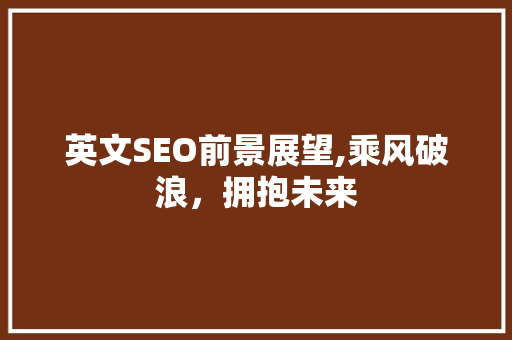 英文SEO前景展望,乘风破浪，拥抱未来