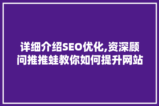 详细介绍SEO优化,资深顾问推推蛙教你如何提升网站排名