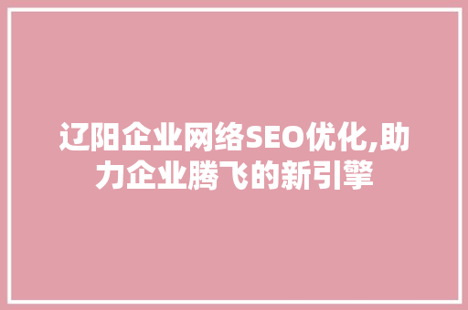 辽阳企业网络SEO优化,助力企业腾飞的新引擎