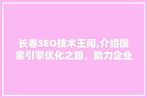 长春SEO技术王闯,介绍搜索引擎优化之路，助力企业网络营销腾飞