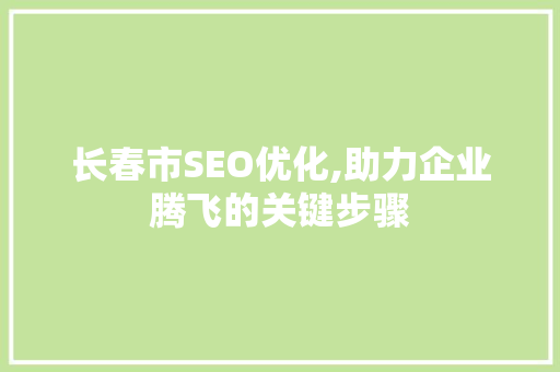 长春市SEO优化,助力企业腾飞的关键步骤