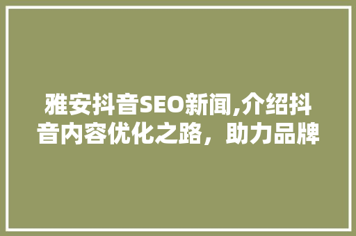 雅安抖音SEO新闻,介绍抖音内容优化之路，助力品牌传播新篇章