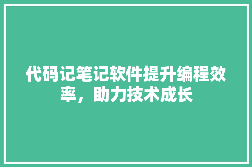 代码记笔记软件提升编程效率，助力技术成长