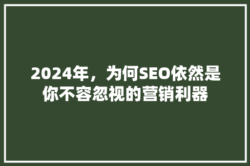 2024年，为何SEO依然是你不容忽视的营销利器