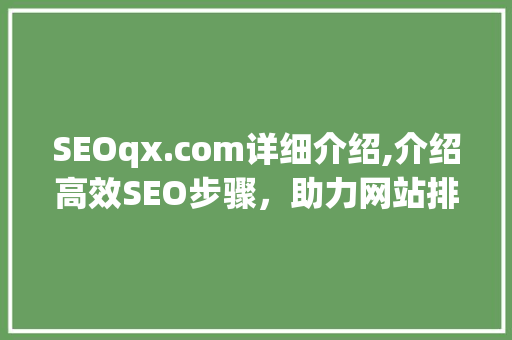 SEOqx.com详细介绍,介绍高效SEO步骤，助力网站排名跃升