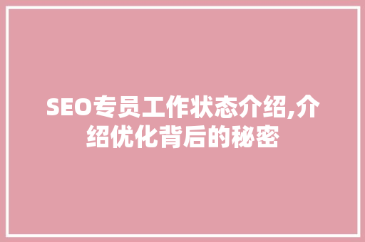 SEO专员工作状态介绍,介绍优化背后的秘密