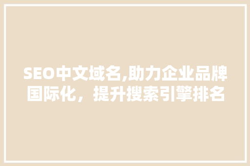 SEO中文域名,助力企业品牌国际化，提升搜索引擎排名