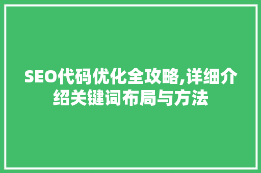 SEO代码优化全攻略,详细介绍关键词布局与方法