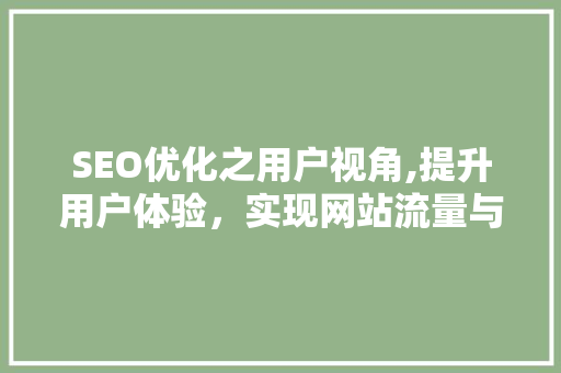 SEO优化之用户视角,提升用户体验，实现网站流量与转化双丰收