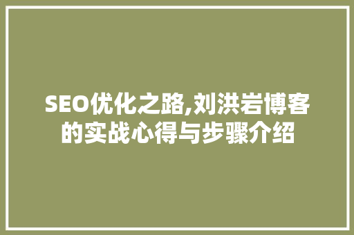 SEO优化之路,刘洪岩博客的实战心得与步骤介绍