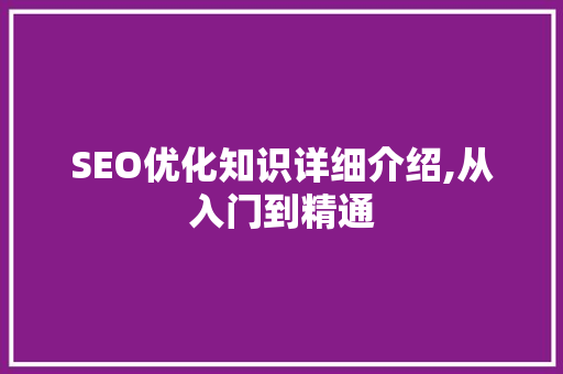 SEO优化知识详细介绍,从入门到精通