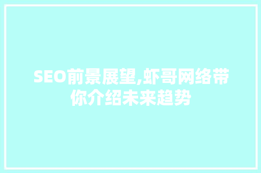 SEO前景展望,虾哥网络带你介绍未来趋势