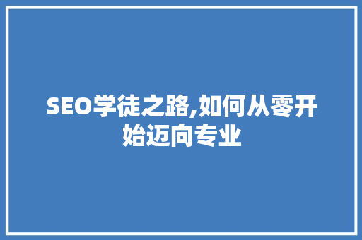 SEO学徒之路,如何从零开始迈向专业
