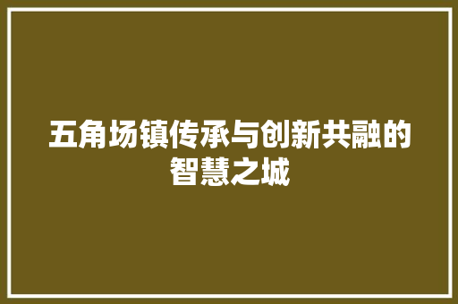 五角场镇传承与创新共融的智慧之城  第1张