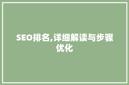 SEO排名,详细解读与步骤优化
