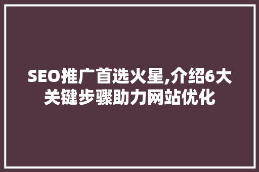 SEO推广首选火星,介绍6大关键步骤助力网站优化