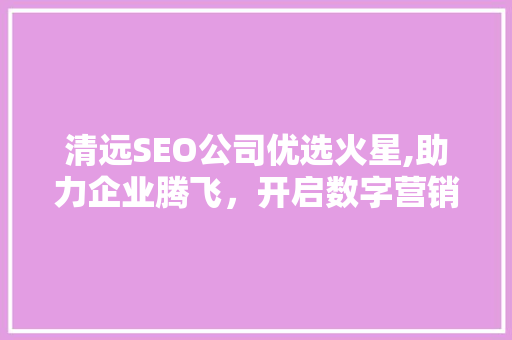 清远SEO公司优选火星,助力企业腾飞，开启数字营销新篇章