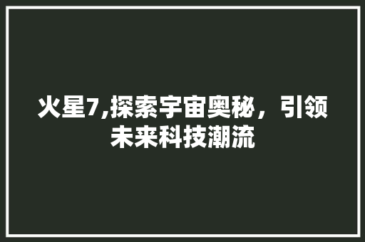 火星7,探索宇宙奥秘，引领未来科技潮流