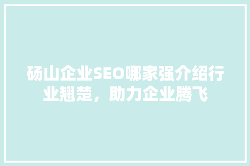 砀山企业SEO哪家强介绍行业翘楚，助力企业腾飞