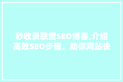 秒收录联盟SEO博客,介绍高效SEO步骤，助你网站快速排名