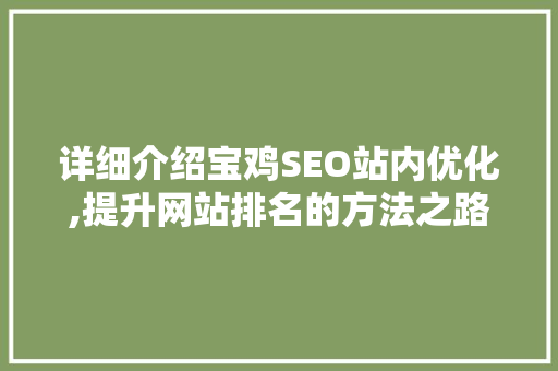详细介绍宝鸡SEO站内优化,提升网站排名的方法之路