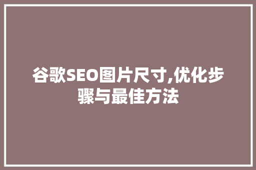 谷歌SEO图片尺寸,优化步骤与最佳方法