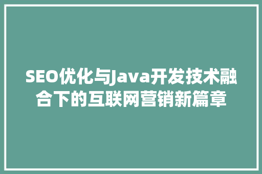 SEO优化与Java开发技术融合下的互联网营销新篇章