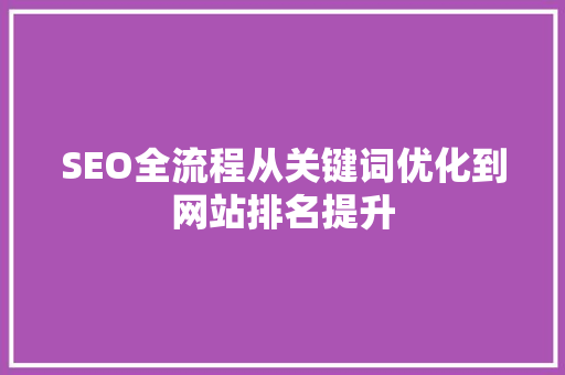 SEO全流程从关键词优化到网站排名提升