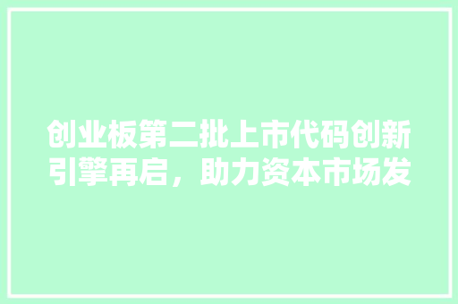 创业板第二批上市代码创新引擎再启，助力资本市场发展