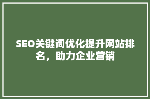 SEO关键词优化提升网站排名，助力企业营销